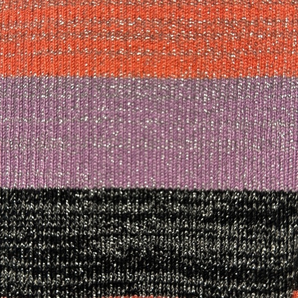 Anthropologie John + Jenn Stephanie Black Purple Coral Metallic Striped Tank Top - Picture 3 of 6